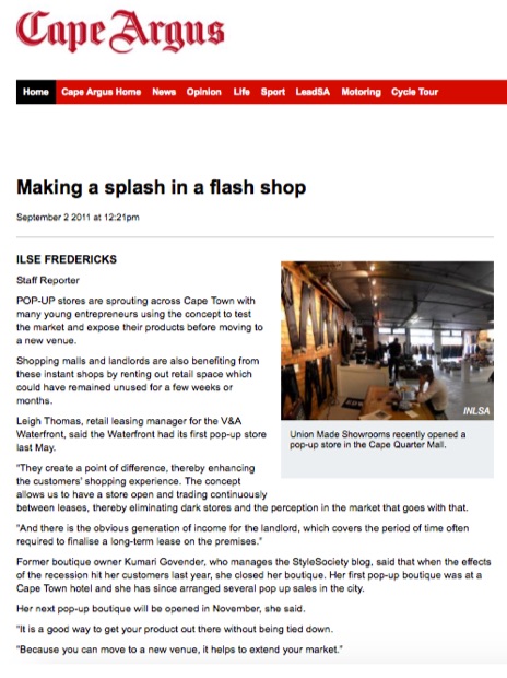 Making a splash in a flash shop |Cape Argus