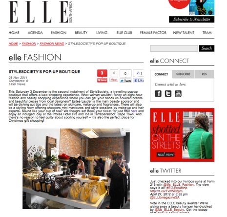 StyleSociety Pop up Boutique | Elle SA