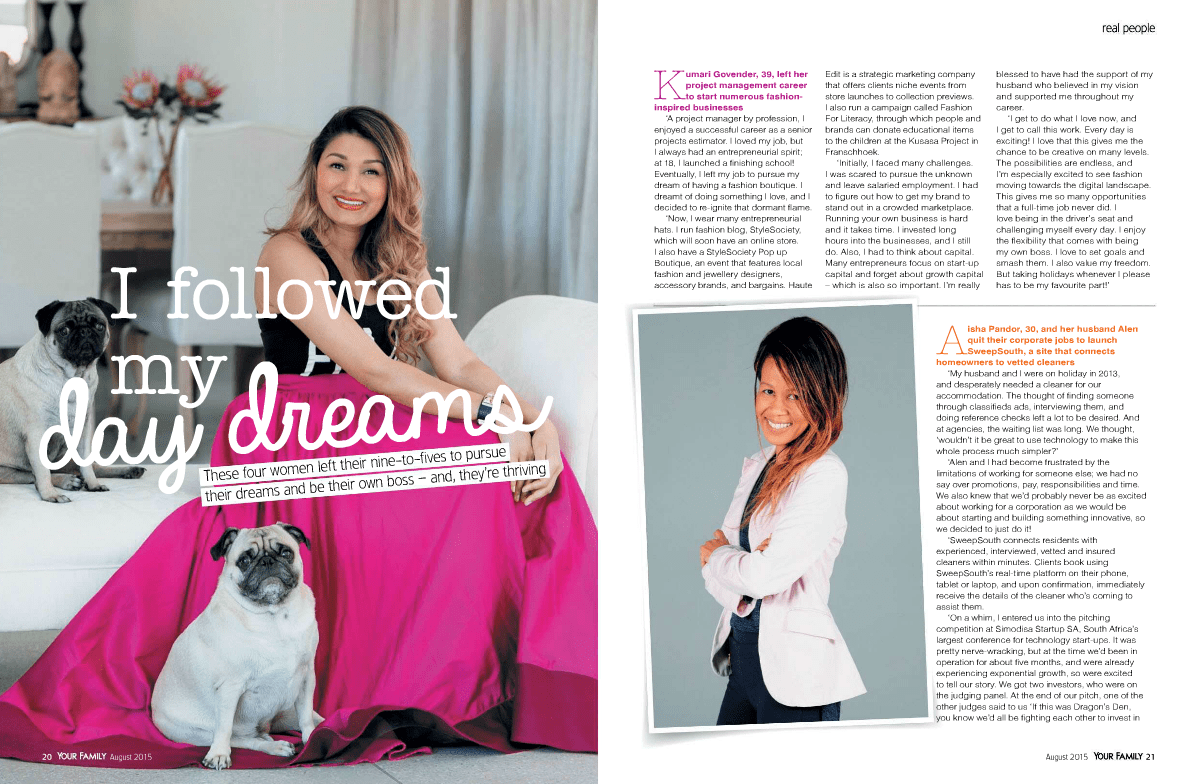 Kumari Govender Your Family Magazine August 2015 - Fashion Career